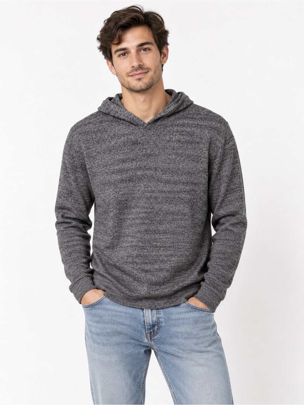 Gap Men’s XL Charcoal Gray Pullover Hoodie Cotton Blend Lightweight FA20